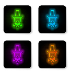 Glowing Neon Line Traditional Korean Hat Icon