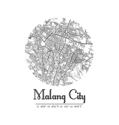 Minimalist Malang City Map Printable Wall