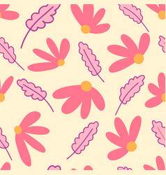 Pink Red Yellow Floral Nature Seamless Pattern