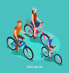 Family Bike Ride Isometric Background