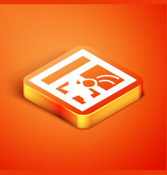 Isometric Broken Window Icon Isolated On Orange