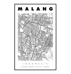 Minimalist Malang City Map Printable Wall