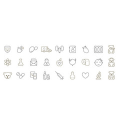 Outline Icons Set Pediatric Hospital Clinic