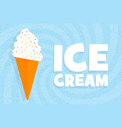 Vintage Ice Cream Poster In Blue Background