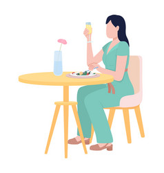 Woman Enjoying Carbonated Cocktail And Dinner