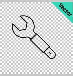 Black Line Wrench Spanner Icon Isolated