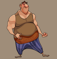 Cartoon Muscular Fat Man With A Brazen Face