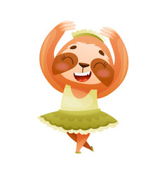 Cute Sloth Ballerina In Green Tutu Dress Funny