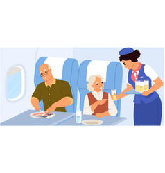 Flight Attendant Serving Elderly Couple