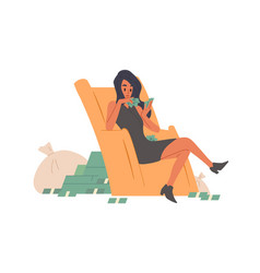 Happy Rich And Wealthy Woman Counting Cash Young