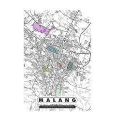 Minimalist Malang City Map Printable Wall