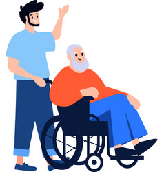 Hand Drawn Elderly Person Sitting In A Wheelchair