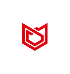 Letter Mu Red Geometric Line Simple Logo