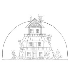 Robots Build House Coloring Page Kids Fun