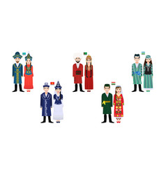 Set Of 10 Central Asia Men And Women Cartoon