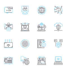 Virtual Employee Linear Icons Set Telecommute