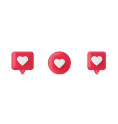 3d Render Red Like Icon Set Social Media Bubble