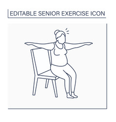 Chair Yoga Line Icon