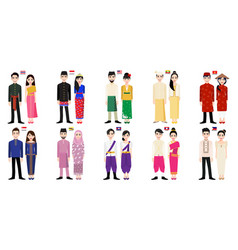 Set Of 20 Asian Men And Women Cartoon Characters