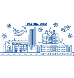 Usa Ohio Dayton Winter City Skyline Merry