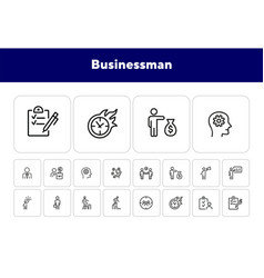 Businessman Line Icon Set