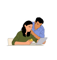 Couple Shopping Online By Laptop Isolated