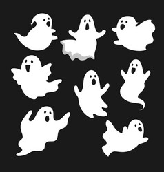 Cute Funny Ghosts Scary Ghost Monsters On Black