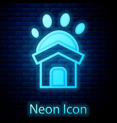 Glowing Neon Animal Shelter House Icon Isolated