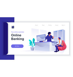 Online Banking Concept 3d Isometric Web Banner