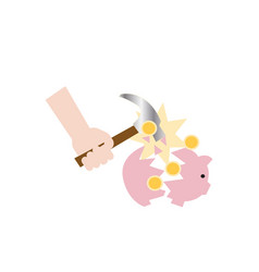 Piggy Bank Breaking By Hammer