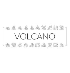 Volcano Lava Eruption Nature Icons Set