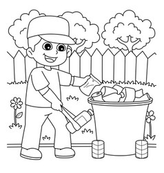 Boy Picking Up Litter Coloring Page For Kids