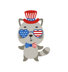 Cute Little Raccoon In Usa Patriotic Hat