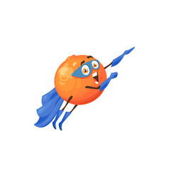 Flying Cartoon Orange Fruit Superhero Character