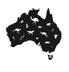 Australia Map Silhouette With Animals