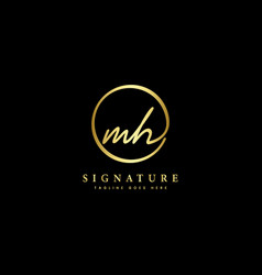 M H Mh Initial Letter Handwritten Signature Logo