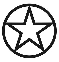 Round Star Badge Black Line Shape Emblem