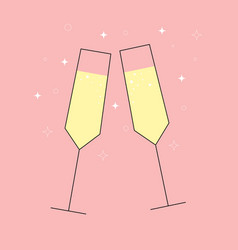 Two Sparkling Glasses Of Champagne Merry