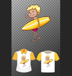 A Boy Holding Yellow Surf Board Cartoon Character