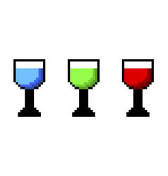 Green Red Pixel Glasses With Liquid Retro Game