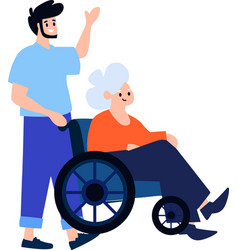 Hand Drawn Elderly Person Sitting In A Wheelchair