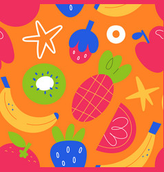 Tropical Fruit Print Bright Bold Background