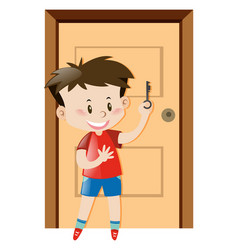 Little boy knocking on the door Royalty Free Vector Image