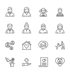 Family And Relationship Icons Set Classic Thin