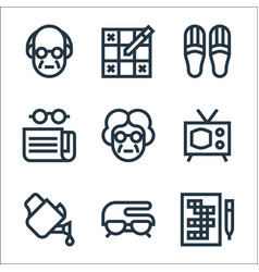 Retirement Home Line Icons Linear Set Quality