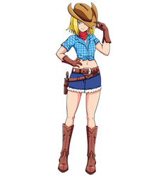 Anime Cowgirl On White