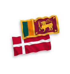 Flags Of Denmark And Sri Lanka On A White