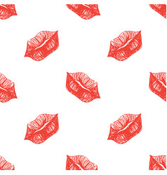 Red And White Lips Sketched Seamless Pattern