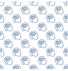 Head With Digital Brain Line Seamless Pattern