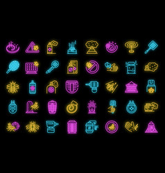 Mosquito Protective Icons Set Neon